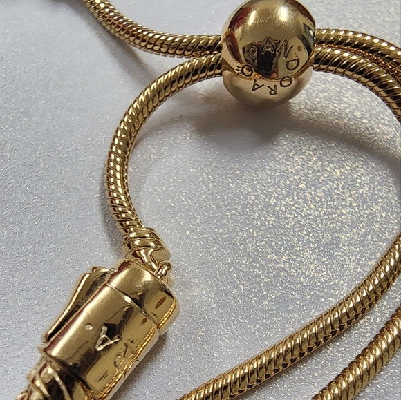 Pandora Snake Chain Slider Bracelet 14k gold plating - Picture 6 of 8